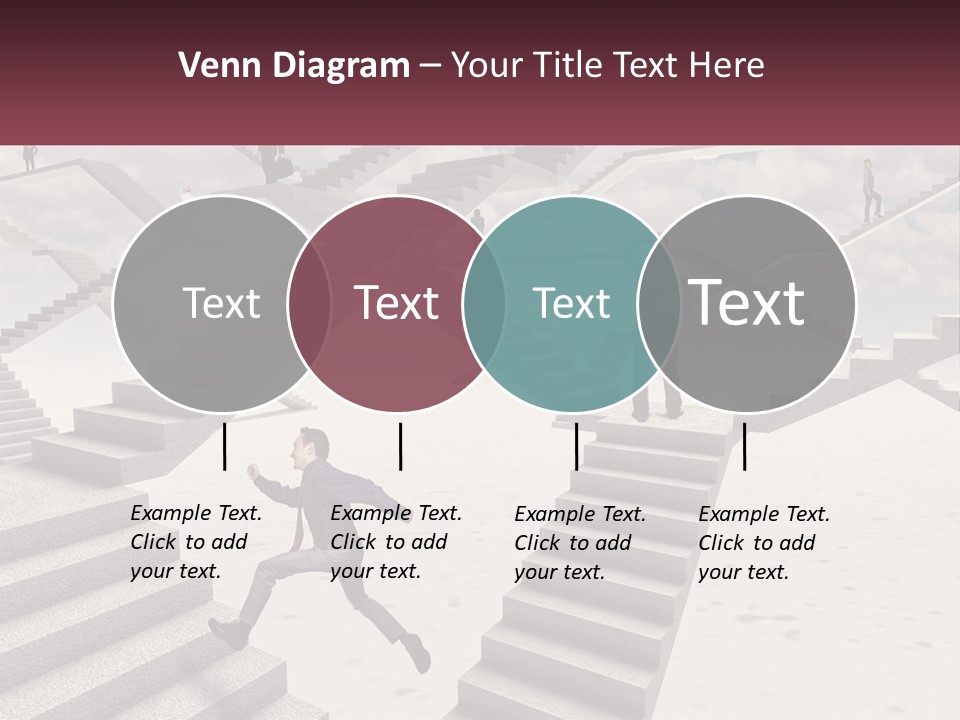 A Man Is Running Up A Staircase Of Stairs PowerPoint Template