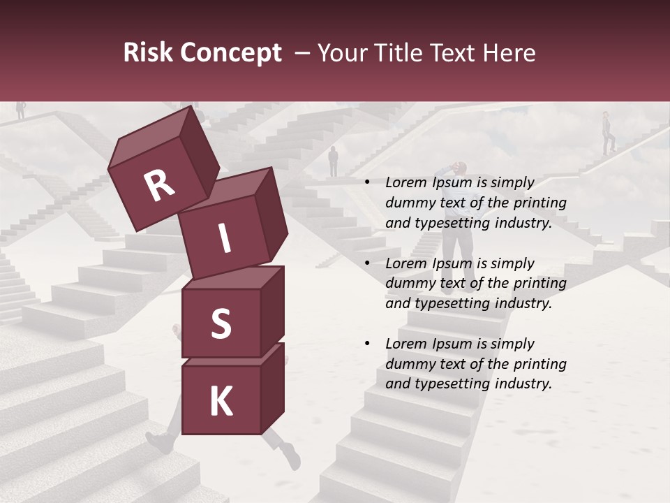 A Man Is Running Up A Staircase Of Stairs PowerPoint Template