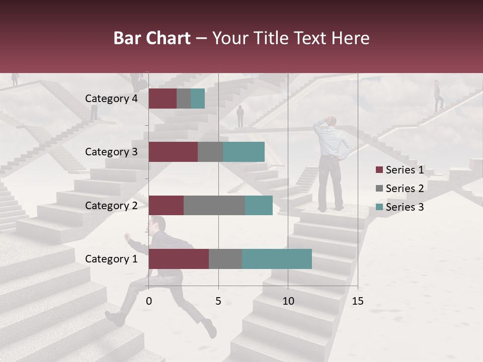 A Man Is Running Up A Staircase Of Stairs PowerPoint Template