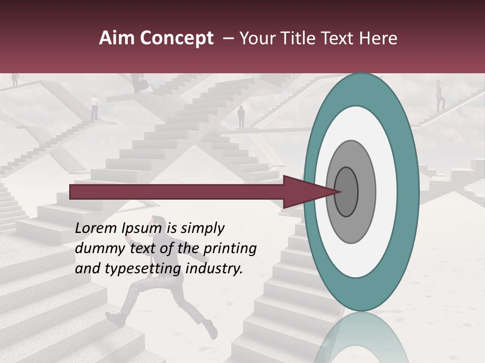 A Man Is Running Up A Staircase Of Stairs PowerPoint Template