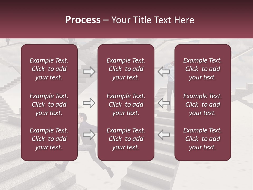 A Man Is Running Up A Staircase Of Stairs PowerPoint Template