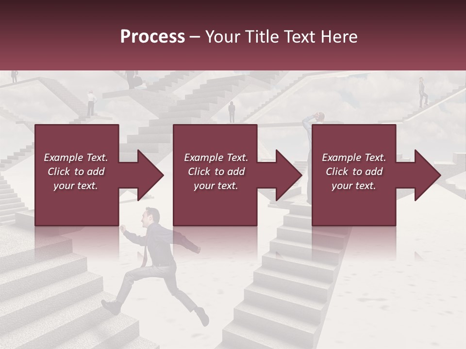 A Man Is Running Up A Staircase Of Stairs PowerPoint Template