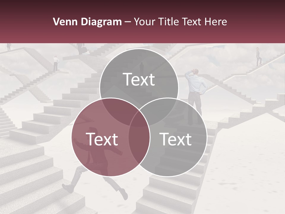 A Man Is Running Up A Staircase Of Stairs PowerPoint Template