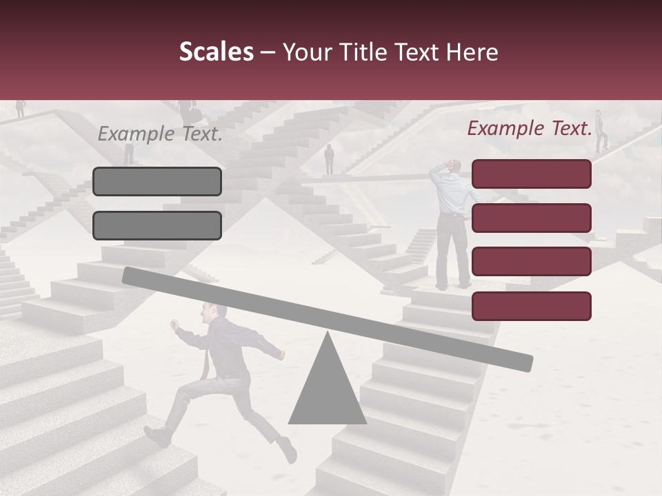 A Man Is Running Up A Staircase Of Stairs PowerPoint Template