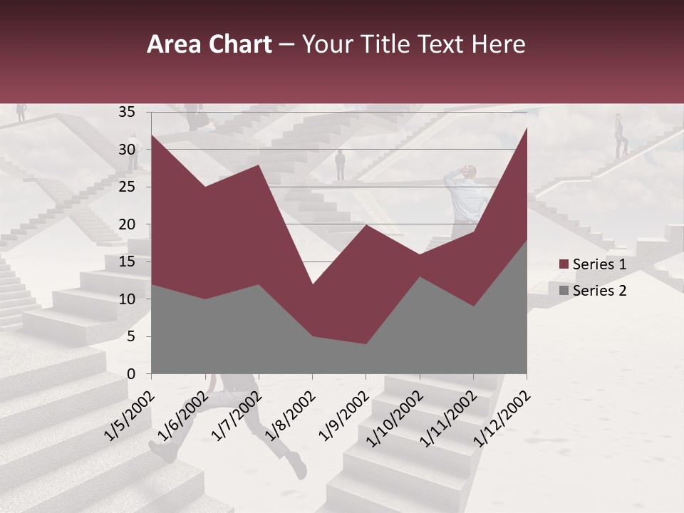 A Man Is Running Up A Staircase Of Stairs PowerPoint Template