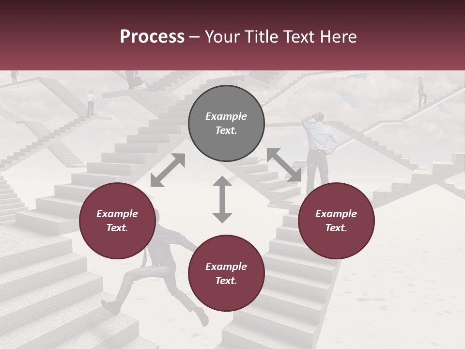 A Man Is Running Up A Staircase Of Stairs PowerPoint Template
