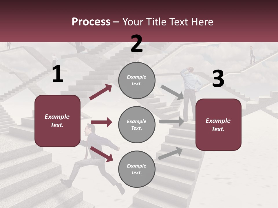 A Man Is Running Up A Staircase Of Stairs PowerPoint Template