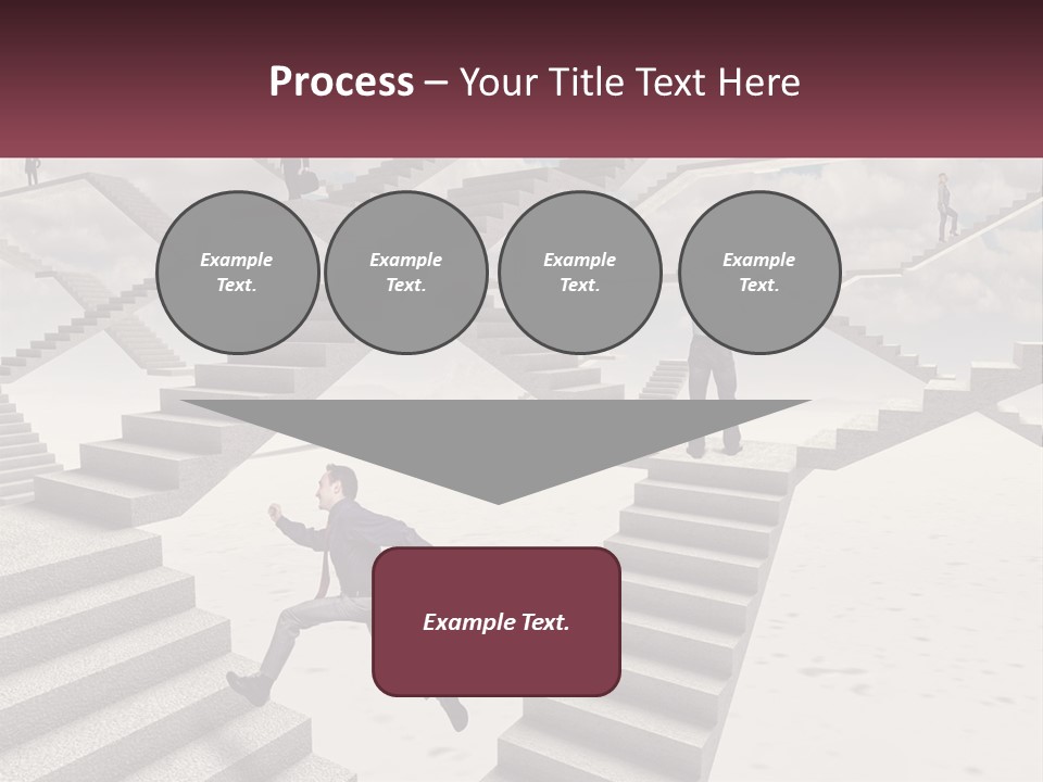 A Man Is Running Up A Staircase Of Stairs PowerPoint Template