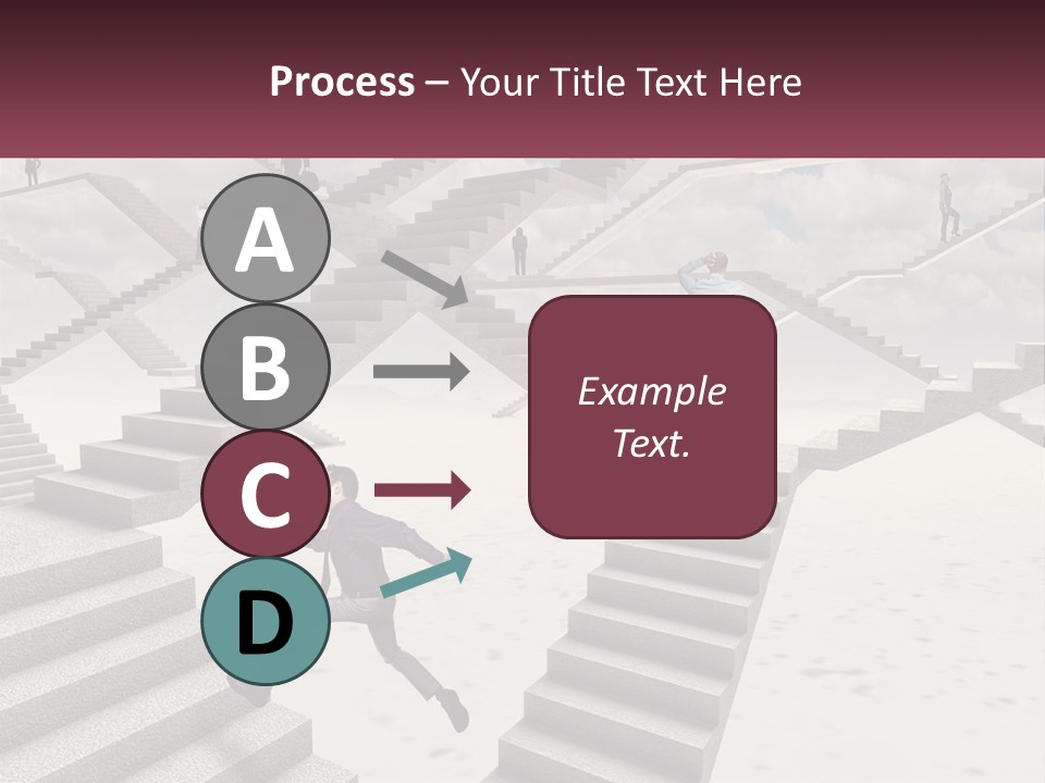 A Man Is Running Up A Staircase Of Stairs PowerPoint Template