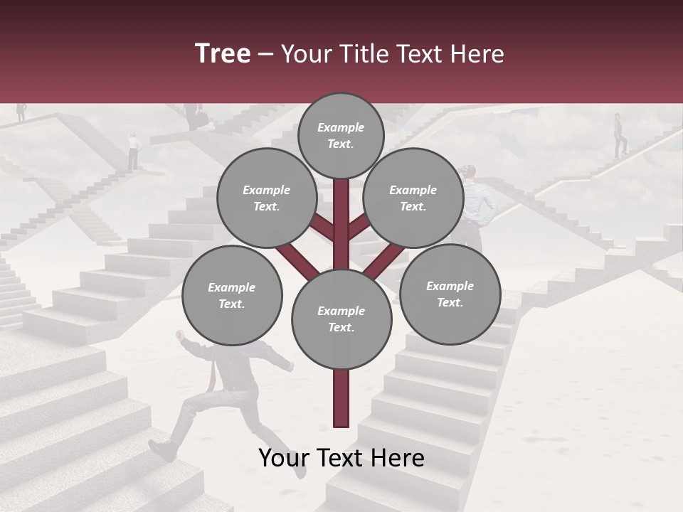 A Man Is Running Up A Staircase Of Stairs PowerPoint Template