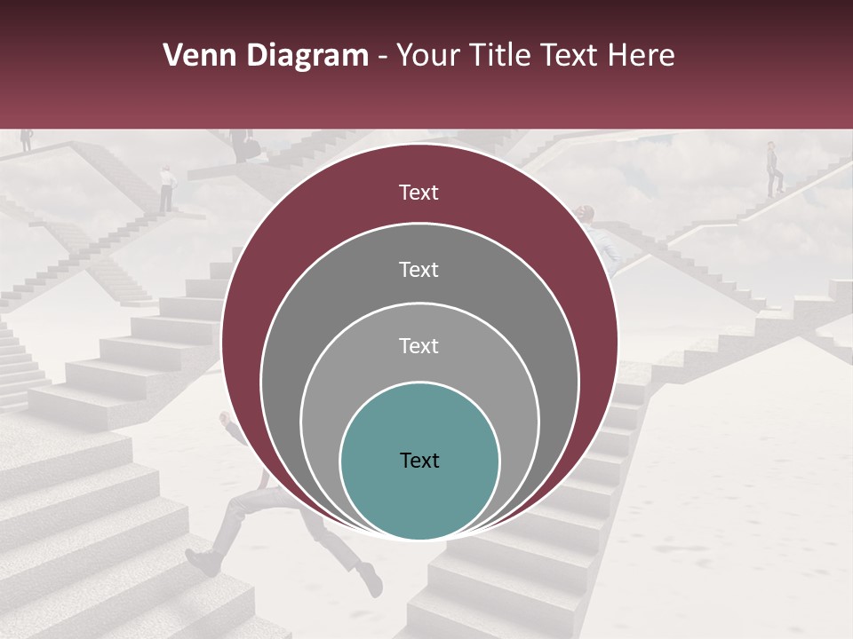 A Man Is Running Up A Staircase Of Stairs PowerPoint Template