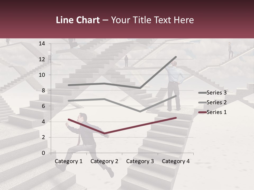 A Man Is Running Up A Staircase Of Stairs PowerPoint Template
