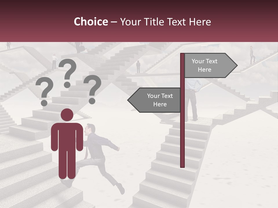 A Man Is Running Up A Staircase Of Stairs PowerPoint Template