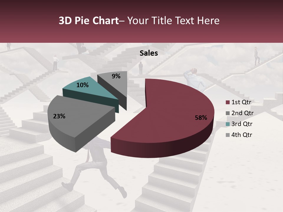 A Man Is Running Up A Staircase Of Stairs PowerPoint Template