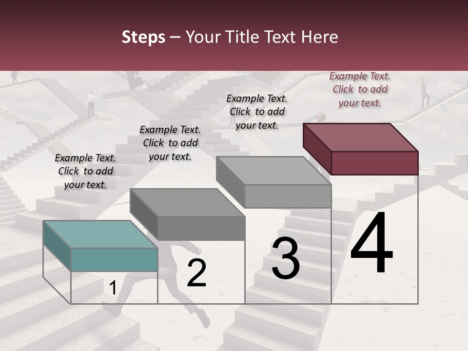 A Man Is Running Up A Staircase Of Stairs PowerPoint Template
