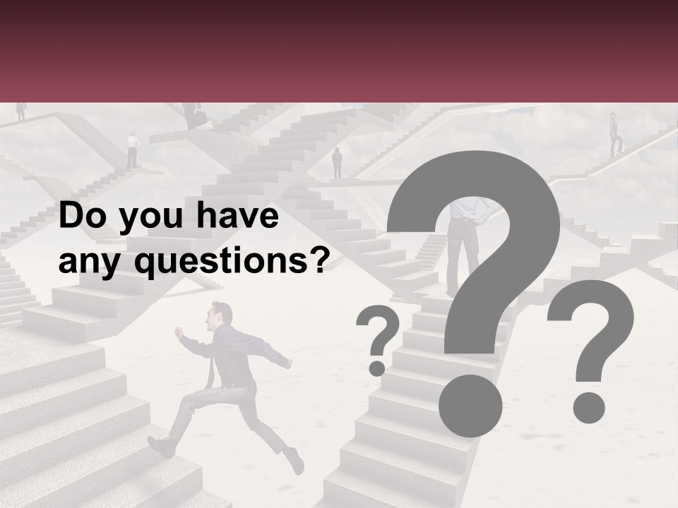 A Man Is Running Up A Staircase Of Stairs PowerPoint Template