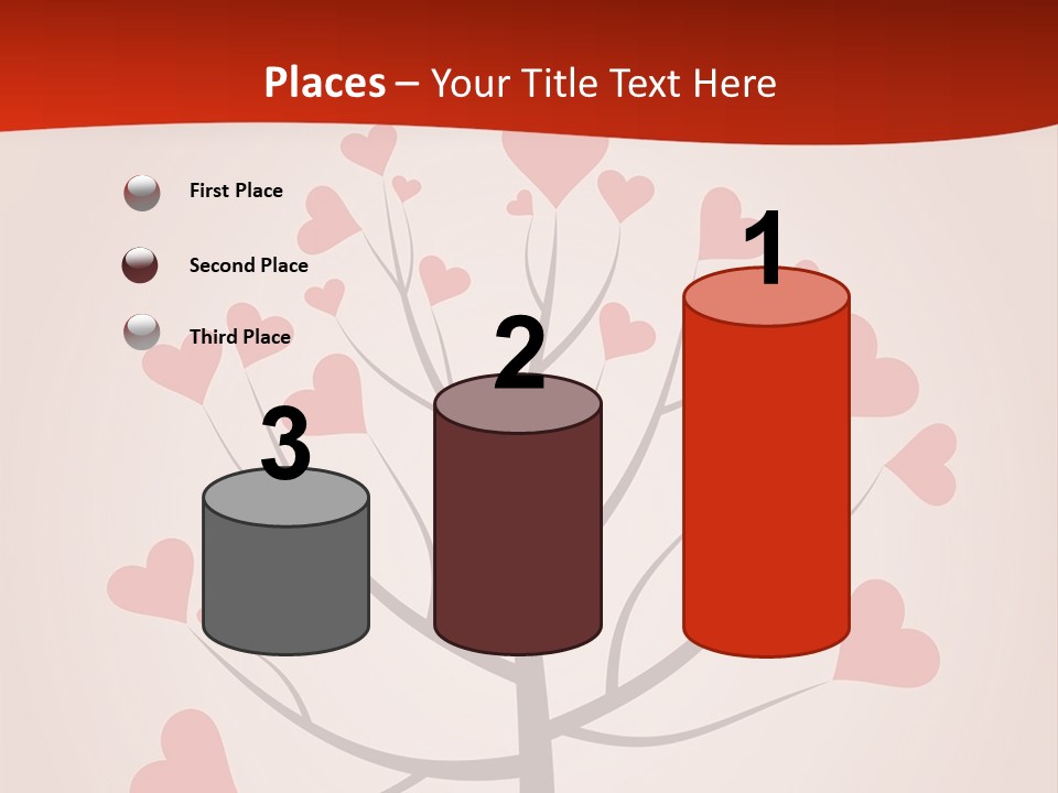 A Tree With Hearts On It With A Red Background PowerPoint Template