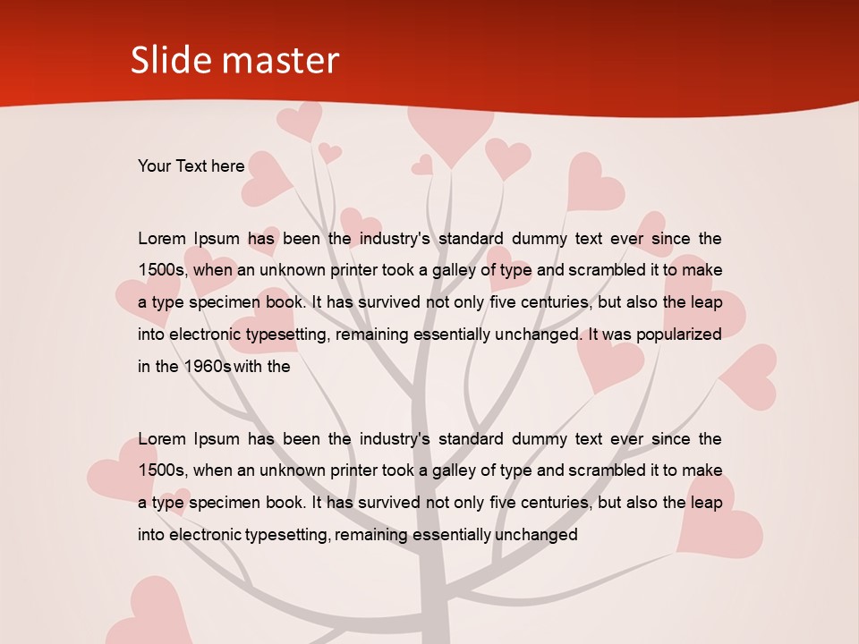 A Tree With Hearts On It With A Red Background PowerPoint Template