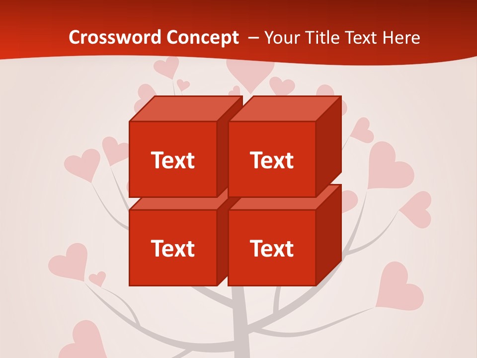 A Tree With Hearts On It With A Red Background PowerPoint Template