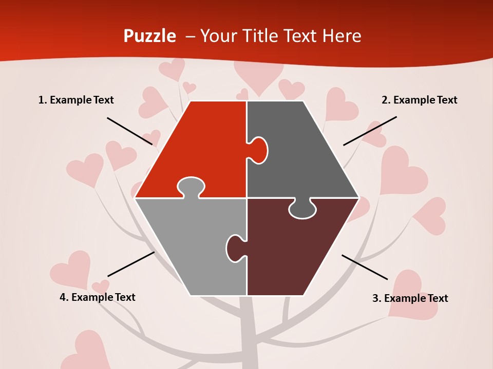 A Tree With Hearts On It With A Red Background PowerPoint Template
