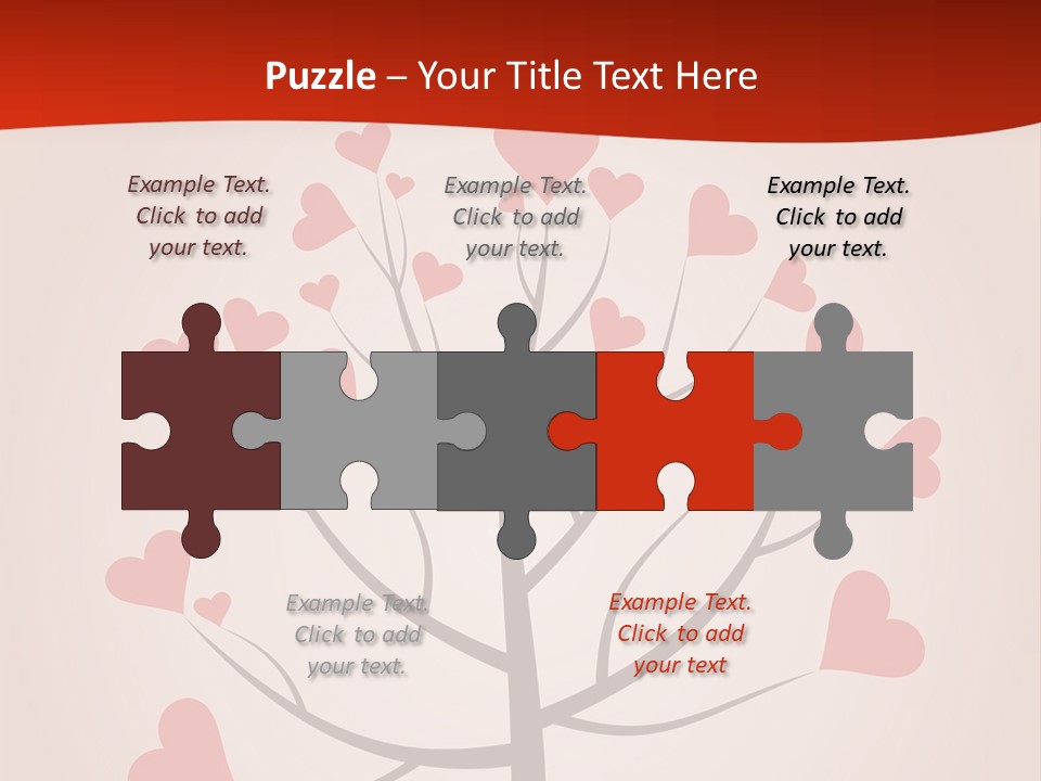 A Tree With Hearts On It With A Red Background PowerPoint Template