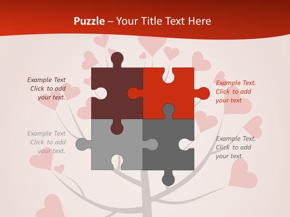 A Tree With Hearts On It With A Red Background PowerPoint Template