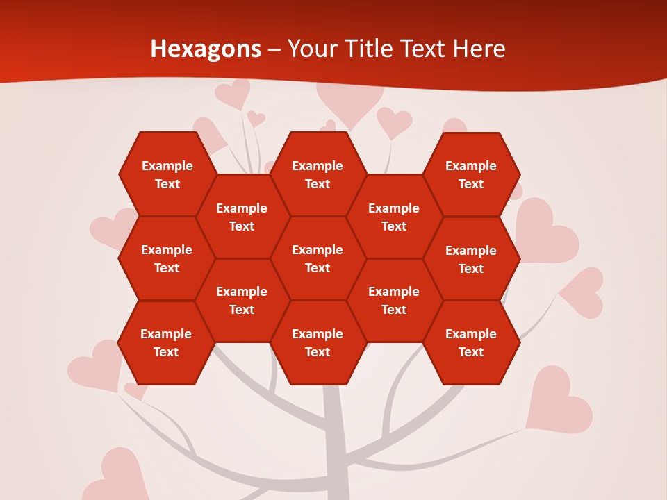 A Tree With Hearts On It With A Red Background PowerPoint Template
