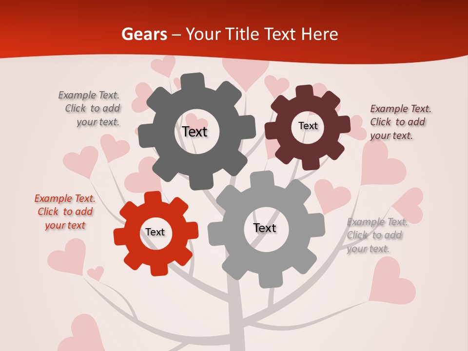 A Tree With Hearts On It With A Red Background PowerPoint Template