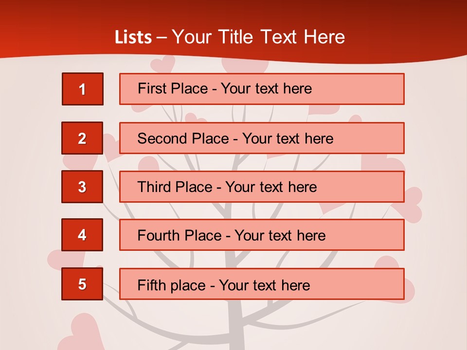 A Tree With Hearts On It With A Red Background PowerPoint Template