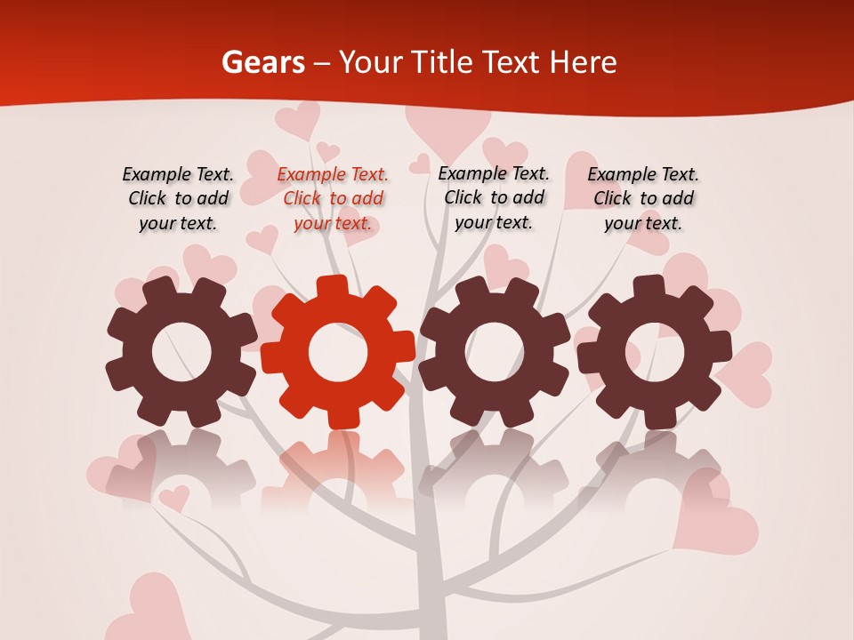 A Tree With Hearts On It With A Red Background PowerPoint Template