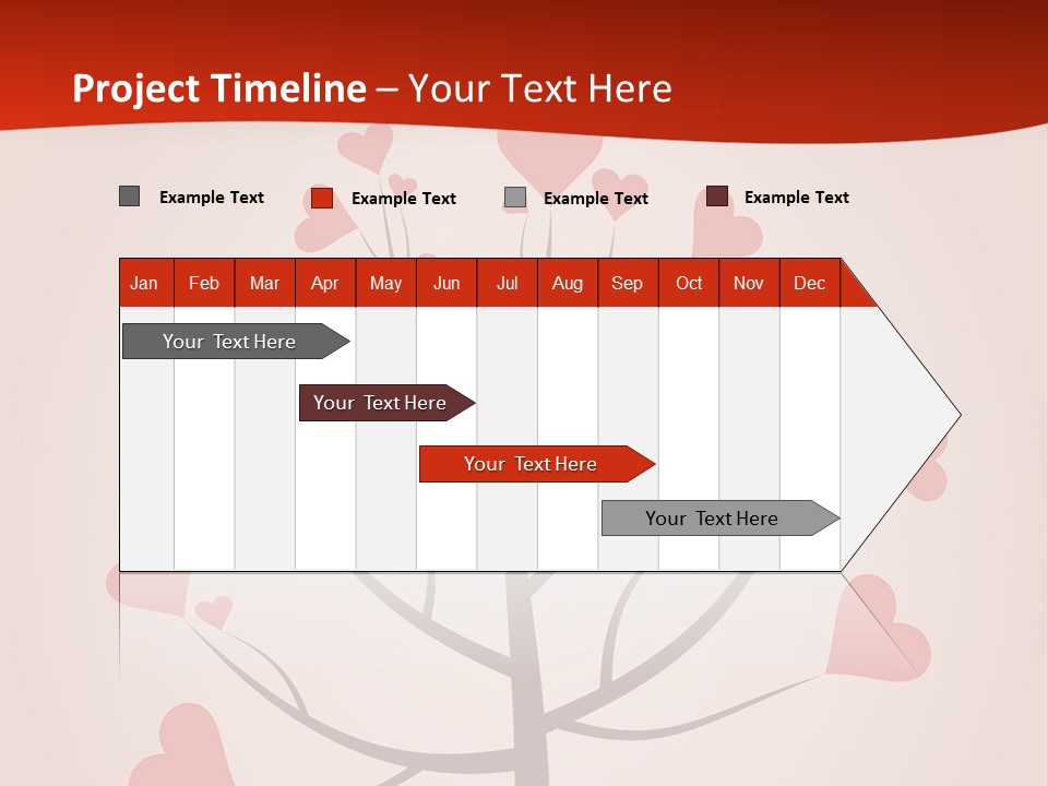 A Tree With Hearts On It With A Red Background PowerPoint Template
