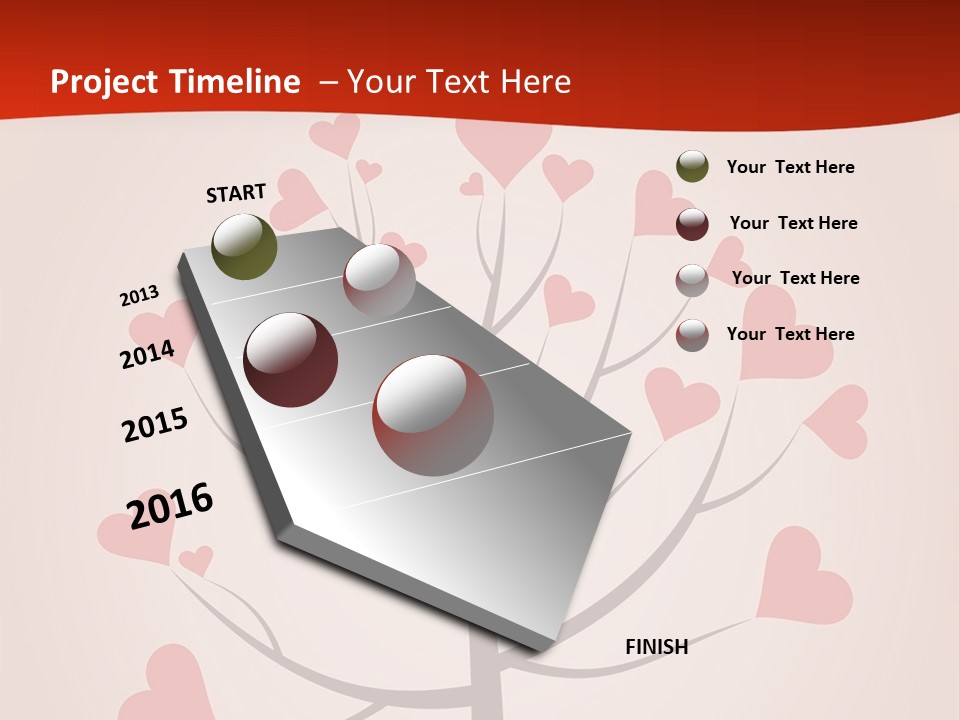 A Tree With Hearts On It With A Red Background PowerPoint Template