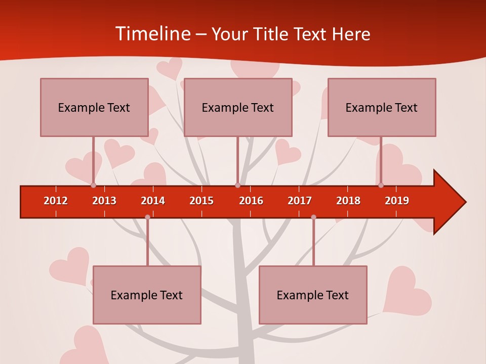 A Tree With Hearts On It With A Red Background PowerPoint Template