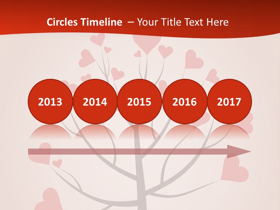 A Tree With Hearts On It With A Red Background PowerPoint Template