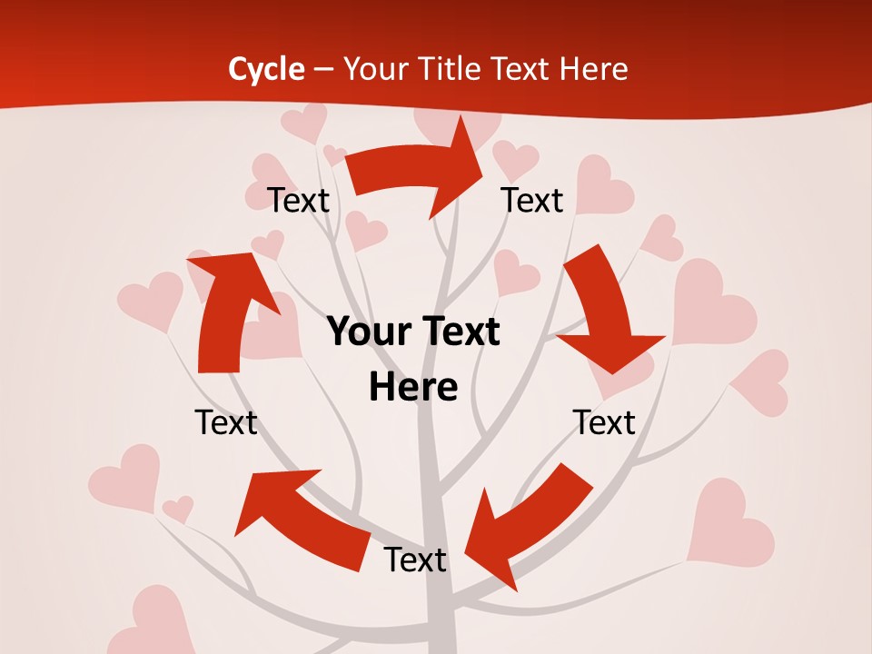A Tree With Hearts On It With A Red Background PowerPoint Template
