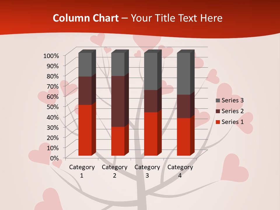 A Tree With Hearts On It With A Red Background PowerPoint Template