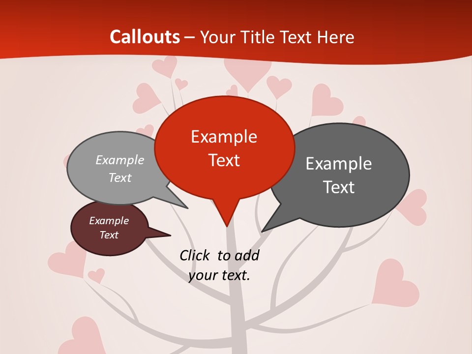 A Tree With Hearts On It With A Red Background PowerPoint Template