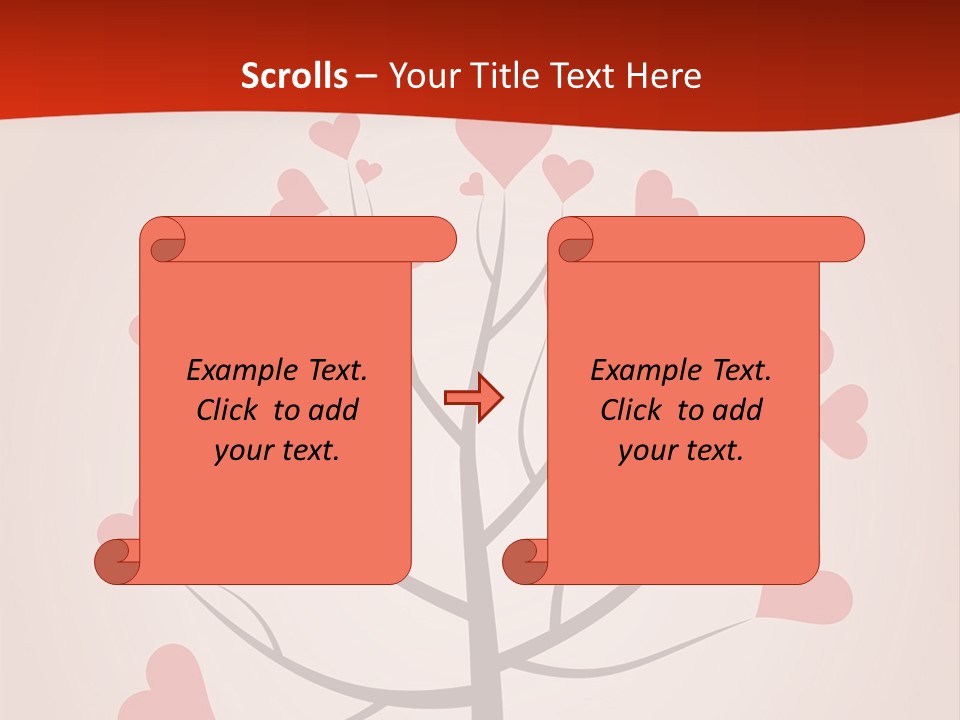A Tree With Hearts On It With A Red Background PowerPoint Template