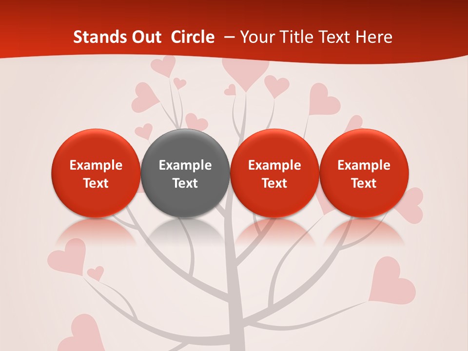 A Tree With Hearts On It With A Red Background PowerPoint Template