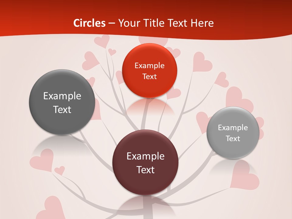 A Tree With Hearts On It With A Red Background PowerPoint Template