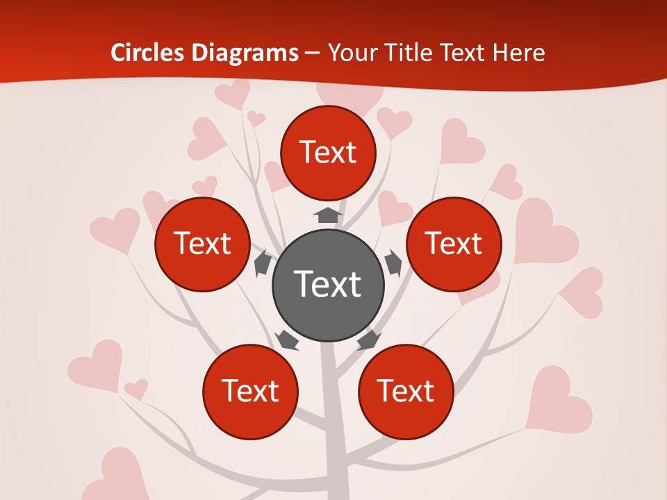 A Tree With Hearts On It With A Red Background PowerPoint Template
