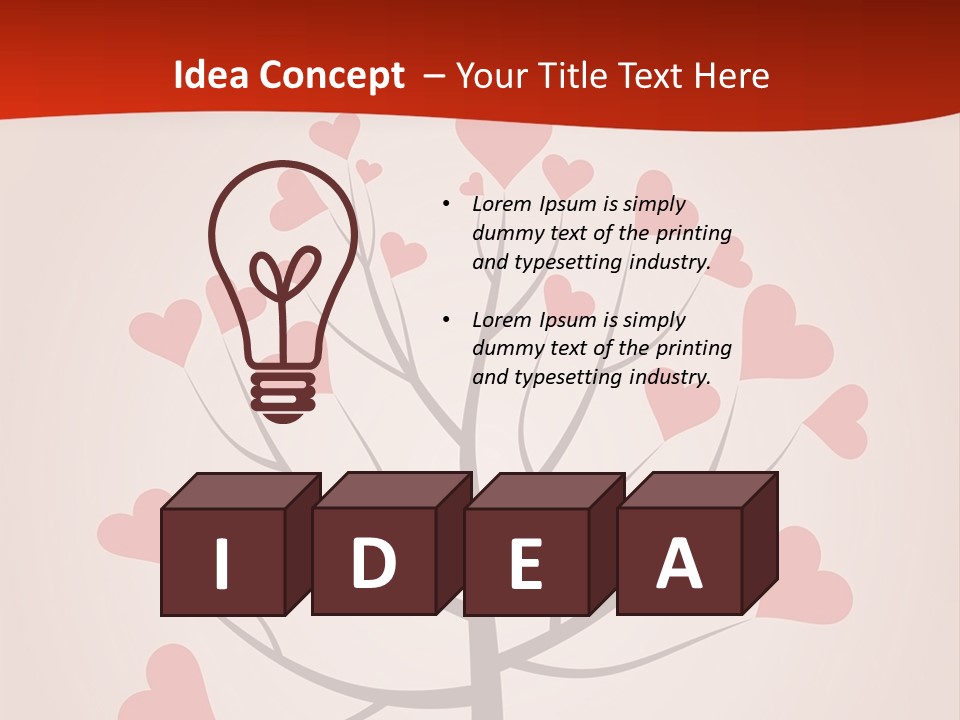 A Tree With Hearts On It With A Red Background PowerPoint Template