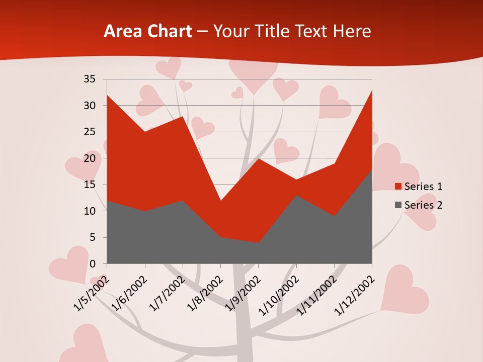 A Tree With Hearts On It With A Red Background PowerPoint Template