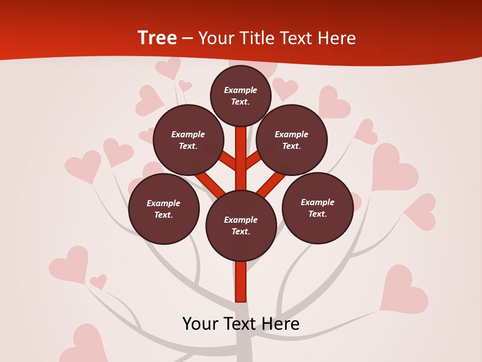 A Tree With Hearts On It With A Red Background PowerPoint Template