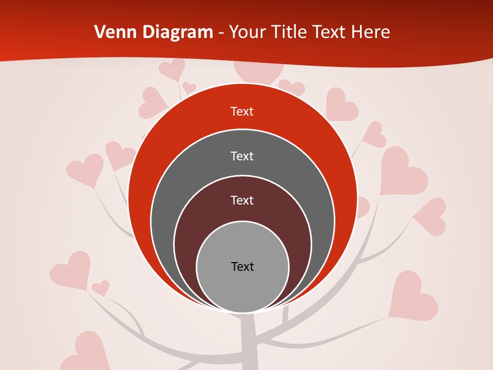 A Tree With Hearts On It With A Red Background PowerPoint Template