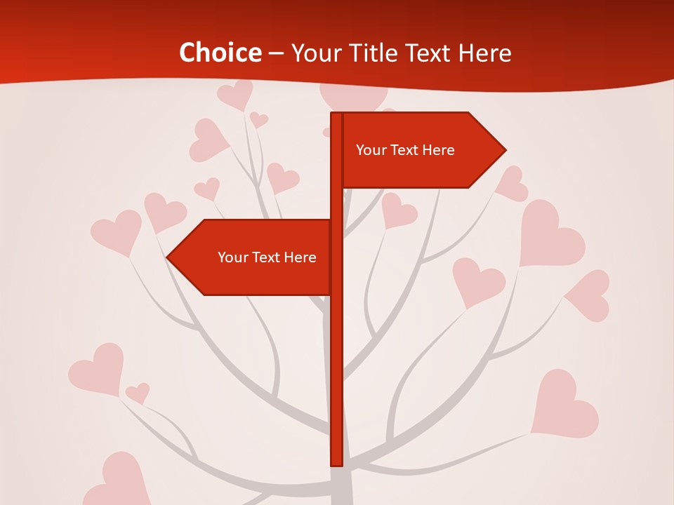 A Tree With Hearts On It With A Red Background PowerPoint Template