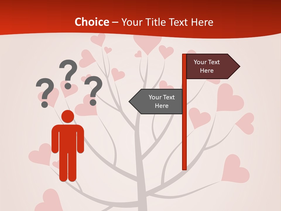 A Tree With Hearts On It With A Red Background PowerPoint Template