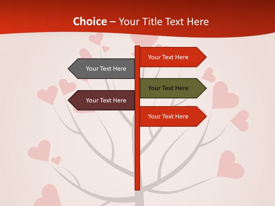 A Tree With Hearts On It With A Red Background PowerPoint Template