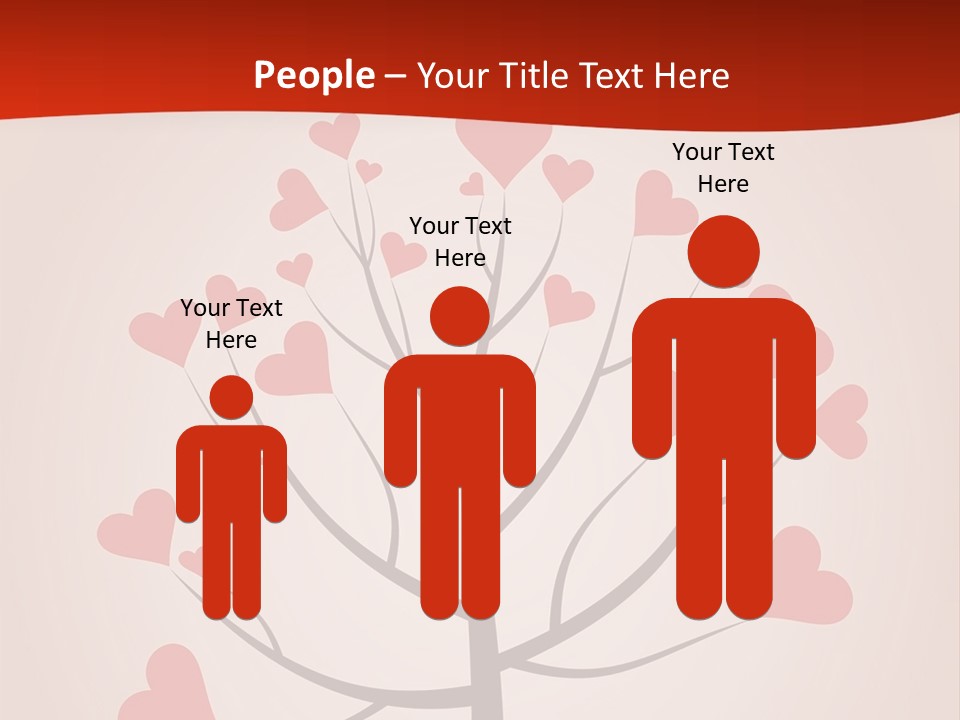 A Tree With Hearts On It With A Red Background PowerPoint Template
