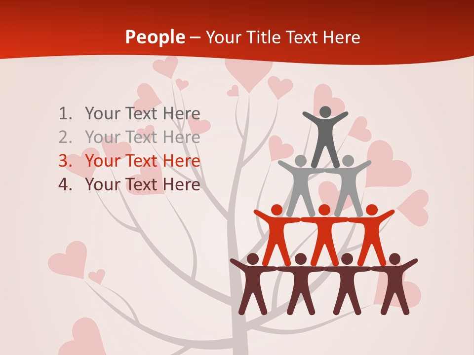 A Tree With Hearts On It With A Red Background PowerPoint Template